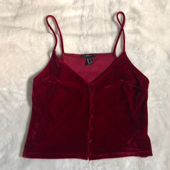 F21 | Velvet Button-Front Cami - Picture 3 of 5